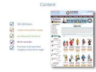 Content
100-200 Words
Content Should Be Unique
Use Keyword Variations
Write naturally
Prioritize most searched
category an...