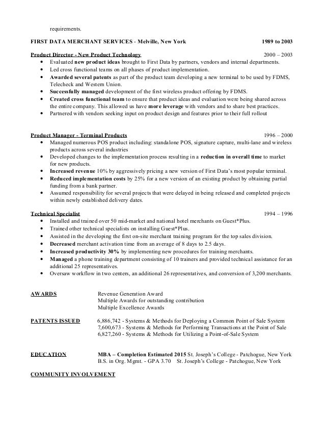 point of sale resume