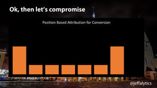 @jeffalytics
Position	Based	Attribution	for	Conversion
Ok, then let’s compromise
 