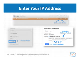 Jeﬀ	
  Sauer	
  |	
  Knowledge.land	
  |	
  @jeﬀaly5cs	
  |	
  #nowwhat14	
  	
  
Enter Your IP Address
 