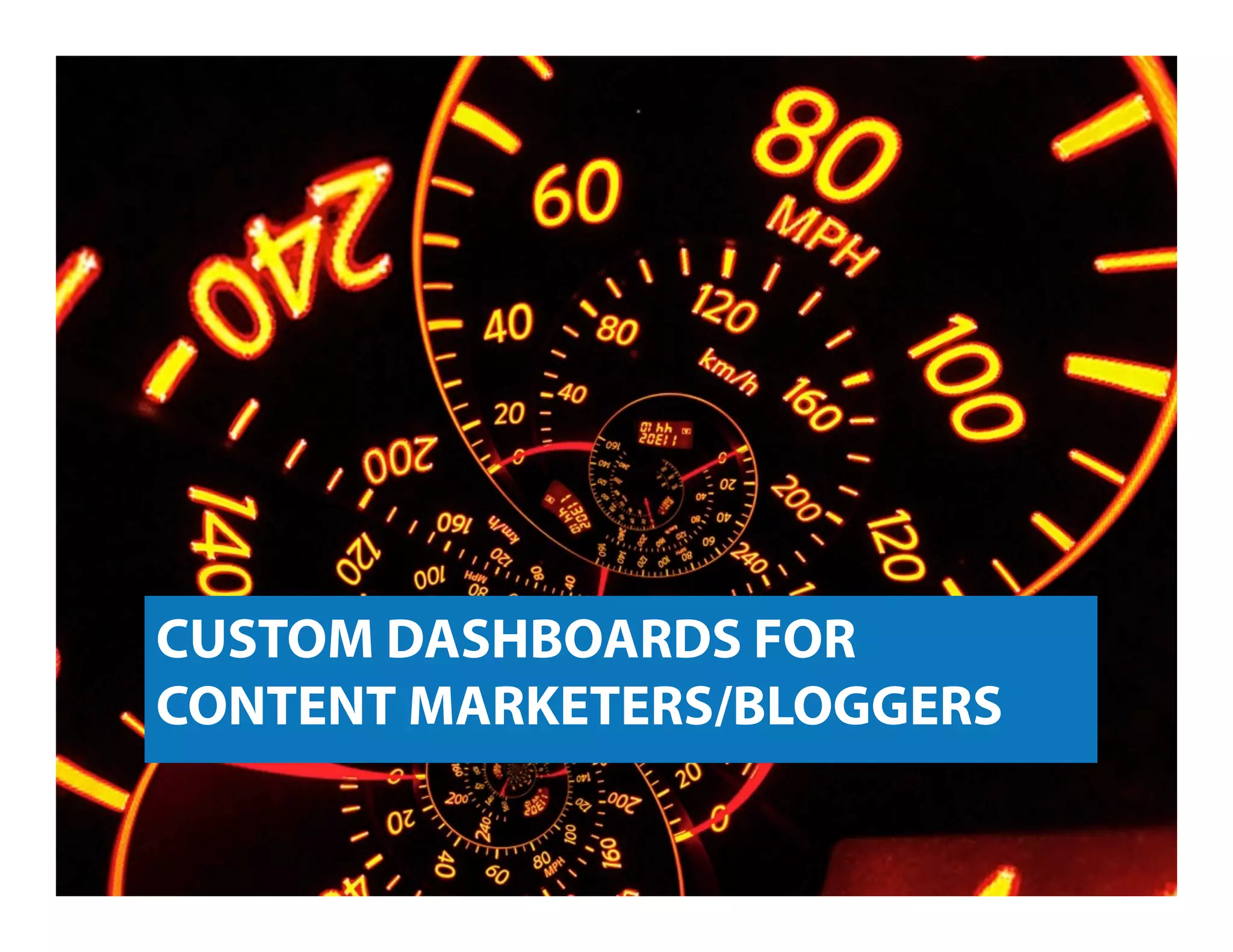 CUSTOM DASHBOARDS FOR
CONTENT MARKETERS/BLOGGERS
 