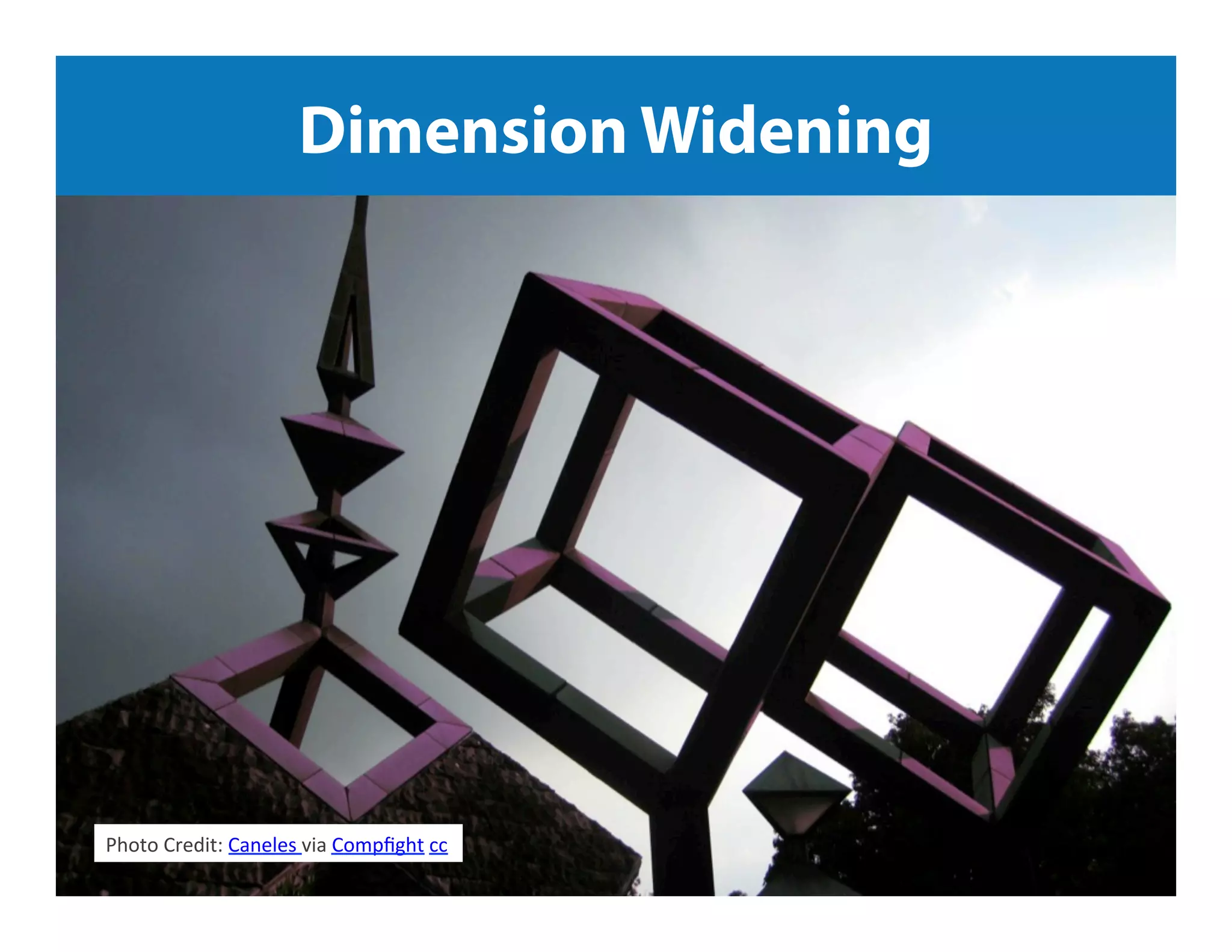 Jeﬀ	
  Sauer	
  |	
  Knowledge.land	
  |	
  @jeﬀaly5cs	
  |	
  #nowwhat14	
  	
  
Dimension Widening
Photo	
  Credit:	
  Caneles	
  via	
  Compﬁght	
  cc	
  
 