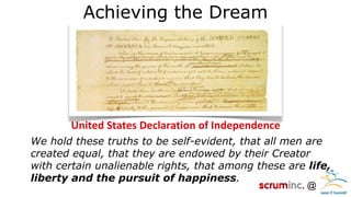 @ 
Achieving the Dream 
We hold these truths to be self-evident, that all men are created equal, that they are endowed by their Creator with certain unalienable rights, that among these are life, liberty and the pursuit of happiness. 
United States Declaration of Independence  