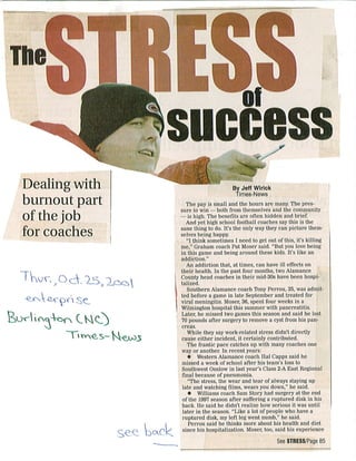Newspaper article - The Stress of Success