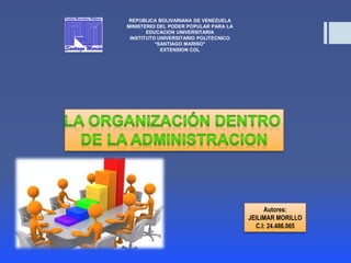 REPÙBLICA BOLIVARIANA DE VENEZUELA
MINISTERIO DEL PODER POPULAR PARA LA
EDUCACIÓN UNIVERSITARIA
INSTITUTO UNIVERSITARIO POLITECNICO
“SANTIAGO MARIÑO"
EXTENSION COL
Autores:
JEILIMAR MORILLO
C.I: 24.486.065
 
