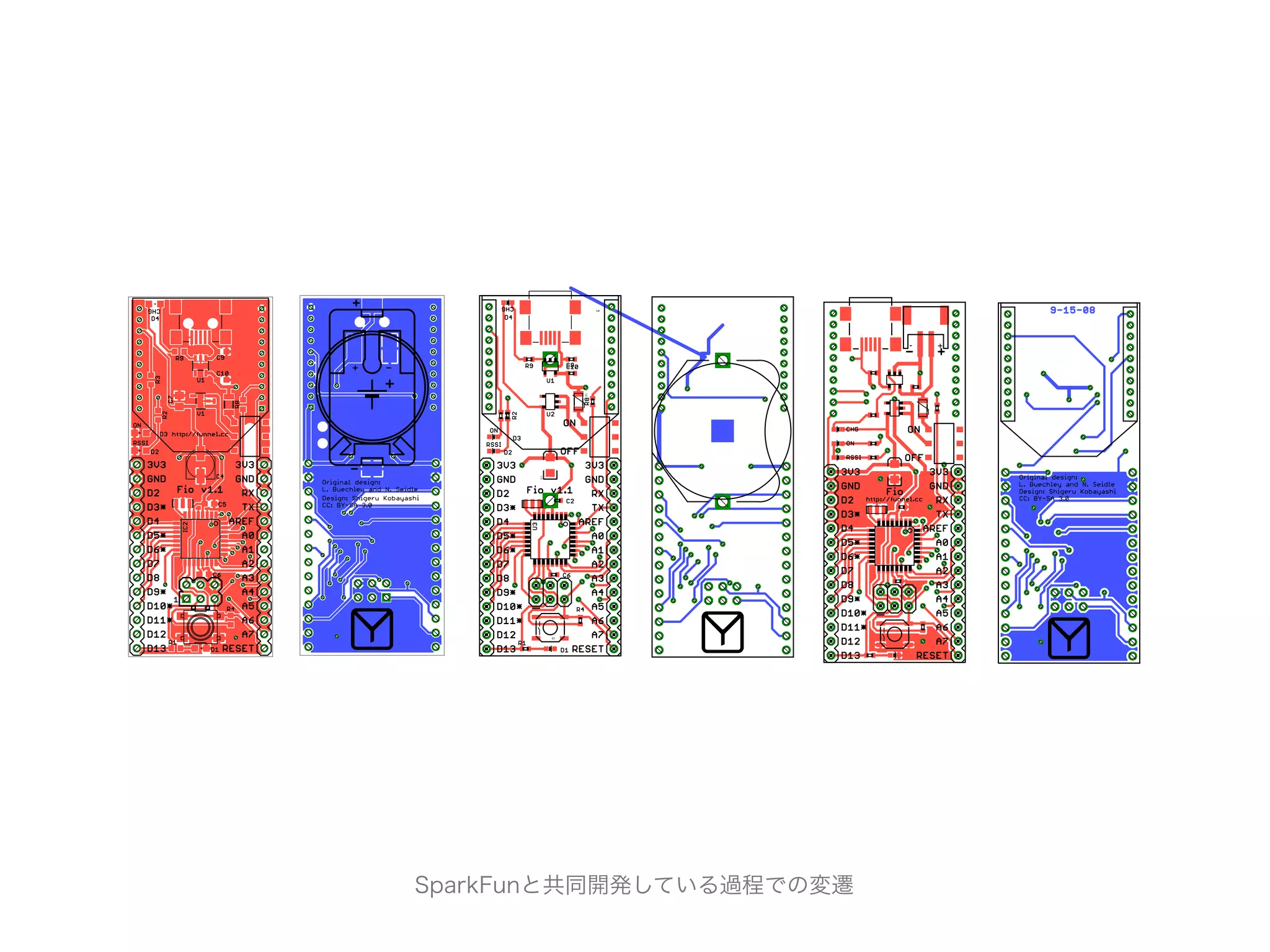 U4




                          -   +




                F1
      C1




           S1




SparkFunと共同開発している過程での変遷
 