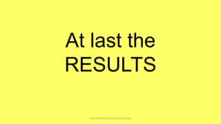 At last the
RESULTS
Sciennes Parent Council Survey 2016
 