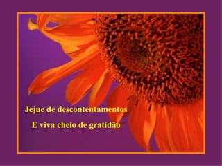 Jejue de descontentamentos
 E viva cheio de gratidão
 