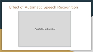 Effect of Automatic Speech Recognition
Placeholder for the video
 