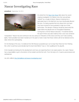 Nascar Investigating Race | PDF