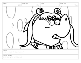 Scene
1210
Duration
09:14
Panel
1
Duration
00:23
Dialog
Jabber: I don't think so buckaroo!!
Action Notes
bg circles cycle, moving upward
 
