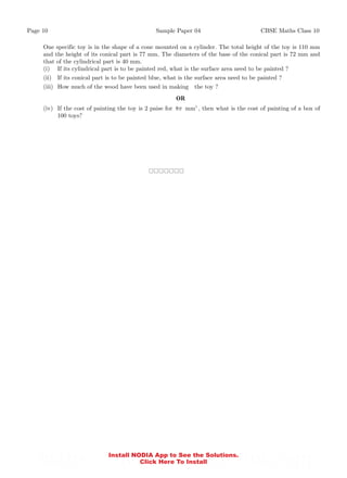 class 10 cbse math sample paper standart paper | PDF