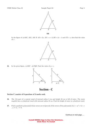 class 10 cbse math sample paper standart paper | PDF