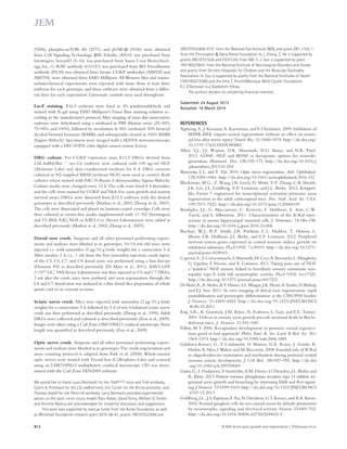 3R01EY022409-01S1 from the National Eye Institute (NEI), and grant ZB1-1102-1 
from the Christopher  Dana Reeve Foundation to J. Zhong. Z. He is supported by 
grants 5R01EY21526 and EY021342 from NEI. Y.-J. Son is supported by grant 
1R01NS079631 from the National Institute of Neurological Disorders and Stroke 
and grants from Shriners Hospitals for Children and the Muscular Dystrophy 
Association. H. Zou is supported by grants from the National Institutes of Health 
(1R01NS073596) and the Irma T. Hirschl/Monique Weill-Caulier Foundation. 
K.J. O’Donovan is a Goldsmith fellow. 
The authors declare no competing financial interests. 
Submitted: 24 August 2013 
Accepted: 18 March 2014 
REFERENCES 
Agthong, S., J. Koonam, A. Kaewsema, and V. Chentanez. 2009. Inhibition of 
MAPK ERK impairs axonal regeneration without an effect on neuro-nal 
loss after nerve injury. Neurol. Res. 31:1068–1074. http://dx.doi.org/ 
10.1179/174313209X380883 
Allen, S.J., J.J. Watson, D.K. Shoemark, N.U. Barua, and N.K. Patel. 
2013. GDNF, NGF and BDNF as therapeutic options for neurode-generation. 
Pharmacol. Ther. 138:155–175. http://dx.doi.org/10.1016/j 
.pharmthera.2013.01.004 
Benowitz, L.I., and Y. Yin. 2010. Optic nerve regeneration. Arch. Ophthalmol. 
128:1059–1064. http://dx.doi.org/10.1001/archophthalmol.2010.152 
Blackmore, M.G., Z. Wang, J.K. Lerch, D. Motti, Y.P. Zhang, C.B. Shields, 
J.K. Lee, J.L. Goldberg, V.P. Lemmon, and J.L. Bixby. 2012. Krüppel-like 
Factor 7 engineered for transcriptional activation promotes axon 
regeneration in the adult corticospinal tract. Proc. Natl. Acad. Sci. USA. 
109:7517–7522. http://dx.doi.org/10.1073/pnas.1120684109 
Bonfiglio, J.J., G. Maccarrone, C. Rewerts, F. Holsboer, E. Arzt, C.W. 
Turck, and S. Silberstein. 2011. Characterization of the B-Raf inter-actome 
in mouse hippocampal neuronal cells. J. Proteomics. 74:186–198. 
http://dx.doi.org/10.1016/j.jprot.2010.10.006 
Buchser, W.J., R.P. Smith, J.R. Pardinas, C.L. Haddox, T. Hutson, L. 
Moon, S.R. Hoffman, J.L. Bixby, and V.P. Lemmon. 2012. Peripheral 
nervous system genes expressed in central neurons induce growth on 
inhibitory substrates. PLoS ONE. 7:e38101. http://dx.doi.org/10.1371/ 
journal.pone.0038101 
Capsoni, S., S. Covaceuszach, S. Marinelli, M. Ceci, A. Bernardo, L. Minghetti, 
G. Ugolini, F. Pavone, and A. Cattaneo. 2011. Taking pain out of NGF: 
a “painless” NGF mutant, linked to hereditary sensory autonomic neu-ropathy 
type V, with full neurotrophic activity. PLoS ONE. 6:e17321. 
http://dx.doi.org/10.1371/journal.pone.0017321 
Di Maio, A., A. Skuba, B.T. Himes, S.L. Bhagat, J.K. Hyun, A. Tessler, D. Bishop, 
and Y.J. Son. 2011. In vivo imaging of dorsal root regeneration: rapid 
immobilization and presynaptic differentiation at the CNS/PNS border. 
J. Neurosci. 31:4569–4582. http://dx.doi.org/10.1523/JNEUROSCI 
.4638-10.2011 
Eng, S.R., K. Gratwick, J.M. Rhee, N. Fedtsova, L. Gan, and E.E. Turner. 
2001. Defects in sensory axon growth precede neuronal death in Brn3a-deficient 
mice. J. Neurosci. 21:541–549. 
Filbin, M.T. 2006. Recapitulate development to promote axonal regenera-tion: 
good or bad approach? Philos. Trans. R. Soc. Lond. B Biol. Sci. 361: 
1565–1574. http://dx.doi.org/10.1098/rstb.2006.1885 
Galabova-Kovacs, G., F. Catalanotti, D. Matzen, G.X. Reyes, J. Zezula, R. 
Herbst, A. Silva, I. Walter, and M. Baccarini. 2008. Essential role of B-Raf 
in oligodendrocyte maturation and myelination during postnatal central 
nervous system development. J. Cell Biol. 180:947–955. http://dx.doi 
.org/10.1083/jcb.200709069 
Gatto, G., I. Dudanova, P. Suetterlin, A.M. Davies, U. Drescher, J.L. Bixby, and 
R. Klein. 2013. Protein tyrosine phosphatase receptor type O inhibits tri-geminal 
axon growth and branching by repressing TrkB and Ret signal-ing. 
J. Neurosci. 33:5399–5410. http://dx.doi.org/10.1523/JNEUROSCI 
.4707-12.2013 
Goldberg, J.L., J.S. Espinosa, Y. Xu, N. Davidson, G.T. Kovacs, and B.A. Barres. 
2002. Retinal ganglion cells do not extend axons by default: promotion 
by neurotrophic signaling and electrical activity. Neuron. 33:689–702. 
http://dx.doi.org/10.1016/S0896-6273(02)00602-5 
(9206), phospho-mTOR Ab (2971), and pGSK3 (9336) were obtained 
from Cell Signaling Technology. III-Tubulin (AA10) was purchased from 
Invitrogen; Sema6D (S-16) was purchased from Santa Cruz Biotechnol-ogy, 
Inc.; C-RAF antibody (610151) was purchased from BD. Parvalbumin 
antibody (PV28) was obtained from Swant. CGRP antibodies (AB5920 and 
AB5705) were obtained from EMD Millipore. All Western blot and immu-nohistochemical 
experiments were repeated with tissue from at least three 
embryos for each genotype, and these embryos were obtained from a differ-ent 
litter for each experiment. Littermate controls were used throughout. 
LacZ staining. E16.5 embryos were fixed in 4% paraformaldehyde and 
stained with X-gal using EMD Millipore’s Tissue Base staining solution ac-cording 
to the manufacturer’s protocol. After imaging of axon skin innervation, 
embryos were dehydrated using a methanol in PBS dilution series (25–50%, 
75–95%, and 100%), followed by incubation in 50% methanol: 50% benzoyl 
alcohol/benzoyl benzoate (BABB), and subsequently cleared in 100% BABB 
(Sigma-Aldrich). Specimens were imaged with a M205A stereomicroscope 
equipped with a DFC310FX color digital camera system (Leica). 
DRG culture. For CGRP expression assay, E12.5 DRGs derived from 
LSL-kaBraf:Bax/:nes-Cre embryos were cultured with 100 ng/ml NGF 
(Alomone Labs) and skin-conditioned medium for 8 d. DRG neurons 
cultured in N2-supplied MEM (without NGF) were used as control. Both 
cultures where treated with FdU (5-fluoro-2-deoxyuridine; Sigma-Aldrich). 
Culture media were changed every 12 h. The cells were fixed 8 d thereafter, 
and the cells were stained for CGRP and TrkA. For axon growth and neuron 
survival assays, DRGs were dissected from E12.5 embryos with the desired 
genotypes as described previously (Markus et al., 2002; Zhong et al., 2007). 
The cells were dissociated and plated on laminin-coated coverslips. Cells were 
then cultured in serum-free media supplemented with 1× N2 (Invitrogen) 
and 1% BSA. FdU, NGF, or AAV2-Cre (Vector Laboratories) were added as 
described previously (Markus et al., 2002; Zhong et al., 2007). 
Dorsal root crush. Surgeons and all other personnel performing experi-ments 
and analyses were blinded as to genotypes. 10–14-wk-old mice were 
injected s.c. with tamoxifen (5 μg/10 g body weight) for a consecutive 5 d. 
After another 2 d, i.e., 1 wk from the first tamoxifen injection, crush injury 
of the C5, C6, C7, and C8 dorsal roots was performed using a fine forceps 
(Dumont #5) as described previously (Di Maio et al., 2011). AAV2-GFP 
(1010 GC, 7004; Vector Laboratories) was then injected to C6 and C7 DRGs. 
2 wk after the crush, mice were perfused, and axon regeneration through the 
C6 and C7 dorsal roots was analyzed in a thin dorsal slice preparation of whole 
spinal cord or in cryostat sections. 
Sciatic nerve crush. Mice were injected with tamoxifen (2 μg/10 g body 
weight) for a consecutive 5 d, followed by 5 d of rest. Unilateral sciatic nerve 
crush was then performed as described previously (Zhong et al., 1999). Adult 
DRGs were collected and cultured as described previously (Zou et al., 2009). 
Images were taken using a Carl Zeiss LSM710NLO confocal microscope. Axon 
length was quantified as described previously (Zou et al., 2009). 
Optic nerve crush. Surgeons and all other personnel performing experi-ments 
and analyses were blinded as to genotypes. The crush-regeneration and 
axon counting protocol is adapted from Park et al. (2008). Whole-mount 
optic nerves were treated with FocusClear (CelExplorer Labs) and scanned 
using an LSM710NLO multiphoton confocal microscope. OD was deter-mined 
with the Carl Zeiss ZEN2009 software. 
We would like to thank Louis Reichardt for the TrkAtaulacZ mice and TrkA antibody, 
Catrin A. Pritchard for the LSL-kaBraf mice, Eric Turner for the Brn3a promoter, and 
Thomas Jessell for the Plexin1A antibody. Larry Benowitz provided experimental 
advice on the optic nerve injury model. Rajiv Ratan, David Ginty, William D. Snider, 
and Annette Markus are acknowledged for insightful discussion and suggestions. 
This work was supported by startup funds from the Burke Foundation as well 
as Whitehall Foundation research grant 2010-08-61, grants 1R01EY022409 and 
812 B-RAF drives axon growth and regeneration | O’Donovan et al. 
 