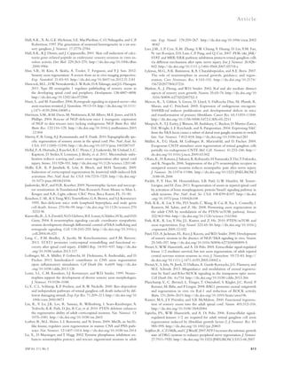 JEM Vol. 211, No. 5 
Ar t icle 
rats. Exp. Neurol. 178:259–267. http://dx.doi.org/10.1006/exnr.2002 
.8042 
Luo, J.M., L.P. Cen, X.M. Zhang, S.W. Chiang, Y. Huang, D. Lin, Y.M. Fan, 
N. van Rooijen, D.S. Lam, C.P. Pang, and Q. Cui. 2007. PI3K/akt, JAK/ 
STAT and MEK/ERK pathway inhibition protects retinal ganglion cells 
via different mechanisms after optic nerve injury. Eur. J. Neurosci. 26:828– 
842. http://dx.doi.org/10.1111/j.1460-9568.2007.05718.x 
Lykissas, M.G., A.K. Batistatou, K.A. Charalabopoulos, and A.E. Beris. 2007. 
The role of neurotrophins in axonal growth, guidance, and regen-eration. 
Curr. Neurovasc. Res. 4:143–151. http://dx.doi.org/10.2174/ 
813 
156720207780637216 
Markus, A., J. Zhong, and W.D. Snider. 2002. Raf and akt mediate distinct 
aspects of sensory axon growth. Neuron. 35:65–76. http://dx.doi.org/10 
.1016/S0896-6273(02)00752-3 
Mercer, K., S. Giblett, S. Green, D. Lloyd, S. DaRocha Dias, M. Plumb, R. 
Marais, and C. Pritchard. 2005. Expression of endogenous oncogenic 
V600EB-raf induces proliferation and developmental defects in mice 
and transformation of primary fibroblasts. Cancer Res. 65:11493–11500. 
http://dx.doi.org/10.1158/0008-5472.CAN-05-2211 
Moqrich, A., T.J. Earley, J. Watson, M. Andahazy, C. Backus, D. Martin-Zanca, 
D.E. Wright, L.F. Reichardt, and A. Patapoutian. 2004. Expressing TrkC 
from the TrkA locus causes a subset of dorsal root ganglia neurons to switch 
fate. Nat. Neurosci. 7:812–818. http://dx.doi.org/10.1038/nn1283 
Müller, A., T.G. Hauk, M. Leibinger, R. Marienfeld, and D. Fischer. 2009. 
Exogenous CNTF stimulates axon regeneration of retinal ganglion cells 
partially via endogenous CNTF. Mol. Cell. Neurosci. 41:233–246. http:// 
dx.doi.org/10.1016/j.mcn.2009.03.002 
Obata, K., H. Katsura, J. Sakurai, K. Kobayashi, H. Yamanaka, Y. Dai, T. Fukuoka, 
and K. Noguchi. 2006. Suppression of the p75 neurotrophin receptor in 
uninjured sensory neurons reduces neuropathic pain after nerve injury. 
J. Neurosci. 26:11974–11986. http://dx.doi.org/10.1523/JNEUROSCI 
.3188-06.2006 
Parikh, P., Y. Hao, M. Hosseinkhani, S.B. Patil, G.W. Huntley, M. Tessier- 
Lavigne, and H. Zou. 2011. Regeneration of axons in injured spinal cord 
by activation of bone morphogenetic protein/Smad1 signaling pathway in 
adult neurons. Proc. Natl. Acad. Sci. USA. 108:E99–E107. http://dx.doi 
.org/10.1073/pnas.1100426108 
Park, K.K., K. Liu, Y. Hu, P.D. Smith, C. Wang, B. Cai, B. Xu, L. Connolly, I. 
Kramvis, M. Sahin, and Z. He. 2008. Promoting axon regeneration in 
the adult CNS by modulation of the PTEN/mTOR pathway. Science. 
322:963–966. http://dx.doi.org/10.1126/science.1161566 
Park, K.K., K. Liu, Y. Hu, J.L. Kanter, and Z. He. 2010. PTEN/mTOR and 
axon regeneration. Exp. Neurol. 223:45–50. http://dx.doi.org/10.1016/j 
.expneurol.2009.12.032 
Patel, T.D., A. Jackman, F.L. Rice, J. Kucera, and W.D. Snider. 2000. Development 
of sensory neurons in the absence of NGF/TrkA signaling in vivo. Neuron. 
25:345–357. http://dx.doi.org/10.1016/S0896-6273(00)80899-5 
Pernet, V., W.W. Hauswirth, and A. Di Polo. 2005. Extracellular signal-regulated 
kinase 1/2 mediates survival, but not axon regeneration, of adult injured 
central nervous system neurons in vivo. J. Neurochem. 93:72–83. http:// 
dx.doi.org/10.1111/j.1471-4159.2005.03002.x 
Pernet, V., S. Joly, N. Jordi, D. Dalkara, A. Guzik-Kornacka, J.G. Flannery, and 
M.E. Schwab. 2013. Misguidance and modulation of axonal regenera-tion 
by Stat3 and Rho/ROCK signaling in the transparent optic nerve. 
Cell Death Dis. 4:e734. http://dx.doi.org/10.1038/cddis.2013.266 
Planchamp, V., C. Bermel, L. Tönges, T. Ostendorf, S. Kügler, J.C. Reed, P. 
Kermer, M. Bähr, and P. Lingor. 2008. BAG1 promotes axonal outgrowth 
and regeneration in vivo via Raf-1 and reduction of ROCK activity. 
Brain. 131:2606–2619. http://dx.doi.org/10.1093/brain/awn196 
Ramer, M.S., J.V. Priestley, and S.B. McMahon. 2000. Functional regenera-tion 
of sensory axons into the adult spinal cord. Nature. 403:312–316. 
http://dx.doi.org/10.1038/35002084 
Sapieha, P.S., W.W. Hauswirth, and A. Di Polo. 2006. Extracellular signal-regulated 
kinases 1/2 are required for adult retinal ganglion cell axon 
regeneration induced by fibroblast growth factor-2. J. Neurosci. Res. 83: 
985–995. http://dx.doi.org/10.1002/jnr.20803 
Seijffers, R., C.D. Mills, and C.J. Woolf. 2007. ATF3 increases the intrinsic growth 
state of DRG neurons to enhance peripheral nerve regeneration. J. Neurosci. 
27:7911–7920. http://dx.doi.org/10.1523/JNEUROSCI.5313-06.2007 
Hall, A.K., X. Ai, G.E. Hickman, S.E. MacPhedran, C.O. Nduaguba, and C.P. 
Robertson. 1997. The generation of neuronal heterogeneity in a rat sen-sory 
ganglion. J. Neurosci. 17:2775–2784. 
Hall, A.K., K.J. Dinsio, and J. Cappuzzello. 2001. Skin cell induction of calci-tonin 
gene-related peptide in embryonic sensory neurons in vitro in-volves 
activin. Dev. Biol. 229:263–270. http://dx.doi.org/10.1006/dbio 
.2000.9966 
Han, S.B., H. Kim, A. Skuba, A. Tessler, T. Ferguson, and Y.J. Son. 2012. 
Sensory axon regeneration: A review from an in vivo imaging perspective. 
Exp. Neurobiol. 21:83–93. http://dx.doi.org/10.5607/en.2012.21.3.83 
Hancock, M.L., D.W. Nowakowski, L.W. Role, D.A. Talmage, and J.G. Flanagan. 
2011. Type III neuregulin 1 regulates pathfinding of sensory axons in 
the developing spinal cord and periphery. Development. 138:4887–4898. 
http://dx.doi.org/10.1242/dev.072306 
Hanz, S., and M. Fainzilber. 2006. Retrograde signaling in injured nerve—the 
axon reaction revisited. J. Neurochem. 99:13–19. http://dx.doi.org/10.1111/ 
j.1471-4159.2006.04089.x 
Harrison, S.M., B.M. Davis, M. Nishimura, K.M. Albers, M.E. Jones, and H.S. 
Phillips. 2004. Rescue of NGF-deficient mice I: transgenic expression 
of NGF in skin rescues mice lacking endogenous NGF. Brain Res. Mol. 
Brain Res. 122:116–125. http://dx.doi.org/10.1016/j.molbrainres.2003 
.12.004 
Harvey, P., B. Gong, A.J. Rossomando, and E. Frank. 2010. Topographically spe-cific 
regeneration of sensory axons in the spinal cord. Proc. Natl. Acad. Sci. 
USA. 107:11585–11590. http://dx.doi.org/10.1073/pnas.1003287107 
Hellal, F., A. Hurtado, J. Ruschel, K.C. Flynn, C.J. Laskowski, M. Umlauf, L.C. 
Kapitein, D. Strikis, V. Lemmon, J. Bixby, et al. 2011. Microtubule stabi-lization 
reduces scarring and causes axon regeneration after spinal cord 
injury. Science. 331:928–931. http://dx.doi.org/10.1126/science.1201148 
Hollis, E.R. II, P. Jamshidi, K. Löw, A. Blesch, and M.H. Tuszynski. 2009. 
Induction of corticospinal regeneration by lentiviral trkB-induced Erk 
activation. Proc. Natl. Acad. Sci. USA. 106:7215–7220. http://dx.doi.org/ 
10.1073/pnas.0810624106 
Jankowski, M.P., and H.R. Koerber. 2009. Neurotrophic factors and nocicep-tor 
sensitization. In Translational Pain Research: From Mouse to Man. L. 
Kruger, and A.R. Light, editors. CRC Press, Boca Raton, FL. 31–50. 
Knudson, C.M., K.S. Tung, W.G. Tourtellotte, G.A. Brown, and S.J. Korsmeyer. 
1995. Bax-deficient mice with lymphoid hyperplasia and male germ 
cell death. Science. 270:96–99. http://dx.doi.org/10.1126/science.270 
.5233.96 
Kuruvilla, R., L.S. Zweifel, N.O. Glebova, B.E. Lonze, G. Valdez, H. Ye, and D.D. 
Ginty. 2004. A neurotrophin signaling cascade coordinates sympathetic 
neuron development through differential control of TrkA trafficking and 
retrograde signaling. Cell. 118:243–255. http://dx.doi.org/10.1016/j 
.cell.2004.06.021 
Lang, C., P.M. Bradley, A. Jacobi, M. Kerschensteiner, and F.M. Bareyre. 
2013. STAT3 promotes corticospinal remodelling and functional re-covery 
after spinal cord injury. EMBO Rep. 14:931–937. http://dx.doi 
.org/10.1038/embor.2013.117 
Leibinger, M., A. Müller, P. Gobrecht, H. Diekmann, A. Andreadaki, and D. 
Fischer. 2013. Interleukin-6 contributes to CNS axon regeneration 
upon inflammatory stimulation. Cell Death Dis. 4:e609. http://dx.doi 
.org/10.1038/cddis.2013.126 
Lentz, S.I., C.M. Knudson, S.J. Korsmeyer, and W.D. Snider. 1999. Neuro­trophins 
support the development of diverse sensory axon morphologies. 
J. Neurosci. 19:1038–1048. 
Li, Y., C.L. Schlamp, K.P. Poulsen, and R.W. Nickells. 2000. Bax-dependent 
and independent pathways of retinal ganglion cell death induced by dif-ferent 
damaging stimuli. Exp. Eye Res. 71:209–213. http://dx.doi.org/10 
.1006/exer.2000.0873 
Liu, K., Y. Lu, J.K. Lee, R. Samara, R. Willenberg, I. Sears-Kraxberger, A. 
Tedeschi, K.K. Park, D. Jin, B. Cai, et al. 2010. PTEN deletion enhances 
the regenerative ability of adult corticospinal neurons. Nat. Neurosci. 13: 
1075–1081. http://dx.doi.org/10.1038/nn.2603 
Lorber, B., M.L. Howe, L.I. Benowitz, and N. Irwin. 2009. Mst3b, an Ste20- 
like kinase, regulates axon regeneration in mature CNS and PNS path-ways. 
Nat. Neurosci. 12:1407–1414. http://dx.doi.org/10.1038/nn.2414 
Lu, X., D. Maysinger, and T. Hagg. 2002. Tyrosine phosphatase inhibition en-hances 
neurotrophin potency and rescues nigrostriatal neurons in adult 
 