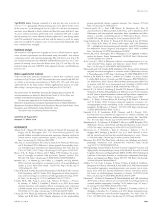 JEM Vol. 211, No. 6 
Ar t icle 
protein specifically disrupt cognitive function. Nat. Neurosci. 8:79–84. 
http://dx.doi.org/10.1038/nn1372 
Cortes-Canteli, M., J. Paul, E.H. Norris, R. Bronstein, H.J. Ahn, D. 
Zamolodchikov, S. Bhuvanendran, K.M. Fenz, and S. Strickland. 2010. 
Fibrinogen and beta-amyloid association alters thrombosis and fibri-nolysis: 
a possible contributing factor to Alzheimer’s disease. Neuron. 
1061 
66:695–709. http://dx.doi.org/10.1016/j.neuron.2010.05.014 
Craig-Schapiro, R., M. Kuhn, C. Xiong, E.H. Pickering, J. Liu, T.P. Misko, 
R.J. Perrin, K.R. Bales, H. Soares, A.M. Fagan, and D.M. Holtzman. 
2011. Multiplexed immunoassay panel identifies novel CSF biomarkers 
for Alzheimer’s disease diagnosis and prognosis. PLoS ONE. 6:e18850. 
http://dx.doi.org/10.1371/journal.pone.0018850 
Davalos, D., and K. Akassoglou. 2012. Fibrinogen as a key regulator of inflam-mation 
in disease. Semin. Immunopathol. 34:43–62. http://dx.doi.org/ 
10.1007/s00281-011-0290-8 
de la Torre, J.C. 2004. Is Alzheimer’s disease a neurodegenerative or a vas-cular 
disorder? Data, dogma, and dialectics. Lancet Neurol. 3:184–190. 
http://dx.doi.org/10.1016/S1474-4422(04)00683-0 
Dhawan, G., and C.K. Combs. 2012. Inhibition of Src kinase activity attenuates 
amyloid associated microgliosis in a murine model of Alzheimer’s disease. 
J. Neuroinflammation. 9:117. http://dx.doi.org/10.1186/1742-2094-9-117 
Gilman, S., M. Koller, R.S. Black, L. Jenkins, S.G. Griffith, N.C. Fox, L. Eisner, 
L. Kirby, M.B. Rovira, F. Forette, and J.M. Orgogozo; AN1792(QS-21)- 
201 Study Team. 2005. Clinical effects of Abeta immunization (AN1792) 
in patients with AD in an interrupted trial. Neurology. 64:1553–1562. 
http://dx.doi.org/10.1212/01.WNL.0000159740.16984.3C 
Jonsson, T., J.K. Atwal, S. Steinberg, J. Snaedal, P.V. Jonsson, S. Bjornsson, H. 
Stefansson, P. Sulem, D. Gudbjartsson, J. Maloney, et al. 2012. A mutation 
in APP protects against Alzheimer’s disease and age-related cognitive de-cline. 
Nature. 488:96–99. http://dx.doi.org/10.1038/nature11283 
Klohs, J., C. Baltes, F. Princz-Kranz, D. Ratering, R.M. Nitsch, I. Knuesel, 
and M. Rudin. 2012. Contrast-enhanced magnetic resonance mi-croangiography 
reveals remodeling of the cerebral microvasculature in 
transgenic ArcA mice. J. Neurosci. 32:1705–1713. http://dx.doi.org/ 
10.1523/JNEUROSCI.5626-11.2012 
Lipinski, C.A., F. Lombardo, B.W. Dominy, and P.J. Feeney. 2001. 
Experimental and computational approaches to estimate solubility and 
permeability in drug discovery and development settings. Adv. Drug Deliv. 
Rev. 46:3–26. http://dx.doi.org/10.1016/S0169-409X(00)00129-0 
Mangialasche, F., A. Solomon, B. Winblad, P. Mecocci, and M. Kivipelto. 2010. 
Alzheimer’s disease: clinical trials and drug development. Lancet Neurol. 
9:702–716. http://dx.doi.org/10.1016/S1474-4422(10)70119-8 
McGowan, E., F. Pickford, J. Kim, L. Onstead, J. Eriksen, C. Yu, L. 
Skipper, M.P. Murphy, J. Beard, P. Das, et al. 2005. Abeta42 is essen-tial 
for parenchymal and vascular amyloid deposition in mice. Neuron. 
47:191–199. http://dx.doi.org/10.1016/j.neuron.2005.06.030 
Mortimer, J.A. 2012. The Nun Study: risk factors for pathology and clinical-pathologic 
correlations. Curr. Alzheimer Res. 9:621–627. http://dx.doi 
.org/10.2174/156720512801322546 
Neuropathology Group. Medical Research Council Cognitive Function and 
Aging Study; Neuropathology Group of the Medical Research Council 
Cognitive Function and Ageing Study (MRC CFAS). 2001. Pathological 
correlates of late-onset dementia in a multicentre, community-based pop-ulation 
in England and Wales. Lancet. 357:169–175. http://dx.doi.org/ 
10.1016/S0140-6736(00)03589-3 
Oakley, H., S.L. Cole, S. Logan, E. Maus, P. Shao, J. Craft, A. Guillozet- 
Bongaarts, M. Ohno, J. Disterhoft, L. Van Eldik, et al. 2006. Intraneuronal 
beta-amyloid aggregates, neurodegeneration, and neuron loss in trans-genic 
mice with five familial Alzheimer’s disease mutations: poten-tial 
factors in amyloid plaque formation. J. Neurosci. 26:10129–10140. 
http://dx.doi.org/10.1523/JNEUROSCI.1202-06.2006 
Okamoto, Y., M. Ihara, H. Tomimoto, W. Taylor Kimberly, and S.M. Greenberg. 
2010. Silent ischemic infarcts are associated with hemorrhage burden in 
cerebral amyloid angiopathy. Neurology. 74:93, author reply :93. http:// 
dx.doi.org/10.1212/WNL.0b013e3181c77627 
Park, L., J. Zhou, P. Zhou, R. Pistick, S. El Jamal, L. Younkin, J. Pierce, A. 
Arreguin, J. Anrather, S.G. Younkin, et al. 2013. Innate immunity recep-tor 
CD36 promotes cerebral amyloid angiopathy. Proc. Natl. Acad. Sci. 
USA. 110:3089–3094. http://dx.doi.org/10.1073/pnas.1300021110 
TgCRND8 mice. Training consisted of a trial per day over a period of 
12 d (n = 7–11 per group). During training, mice were placed in the center 
of the maze in a black starting box for 30 s. After 30 s, the box was removed, 
and mice were allowed to freely explore and find the target hole for 5 min. 
To assess memory retention, probe trials were conducted 24 h and 6 d after 
the last training. Mice were allowed to freely explore for 2 min during probe 
trials. The number of visits into each hole and the latency to reach the target 
hole were recorded. For analysis, scores of each mouse from both probe trials 
were combined and averaged. 
Statistical analysis 
All numerical values presented in graphs are mean ± SEM. Statistical signifi-cance 
of most experiments was determined using two-tailed t test analysis 
comparing control and experimental groups. The pull-down assay (Fig. 2 A) 
was analyzed using one-way ANOVA and Bonferroni post hoc test. Com-parison 
of training curves from the Barnes maze (Fig. 5 C and Fig. 6 A) was 
analyzed using two-way ANOVA with repeated measure and Bonferroni 
post hoc test. 
Online supplemental material 
Video S1–S4 show intravital visualization of blood flow and blood vessel 
occlusion in Tg6799 mice or WT littermates that were treated with RU-505 
or vehicle as increasing concentrations of FeCl3 (5%, 10%, and 15%) were 
added directly to the brain surface. Online supplemental material are avail-able 
at http://www.jem.org/cgi/content/full/jem.20131751/DC1. 
The authors thank The Rockefeller University Bio-Imaging Resource Center for 
technical assistance, as well as Dr. Marta Cortes-Canteli, Dr. Zu-Lin Chen, and 
members of the Strickland Laboratory for discussion. 
This work was supported by the Thome Memorial Medical Foundation, 
Alzheimer’s Drug Discovery Foundation, National Institutes of Health (NS50537), 
Woodbourne Foundation, Mellam Family Foundation, May and Samuel Rudin Family 
Foundation, and the Blanchette Hooker Rockefeller Fund. 
The authors have no conflicting financial interests. 
Submitted: 20 August 2013 
Accepted: 27 March 2014 
REFERENCES 
Adams, R.A., J. Bauer, M.J. Flick, S.L. Sikorski, T. Nuriel, H. Lassmann, J.L. 
Degen, and K. Akassoglou. 2007. The fibrin-derived gamma377-395 
peptide inhibits microglia activation and suppresses relapsing paralysis in 
central nervous system autoimmune disease. J. Exp. Med. 204:571–582. 
http://dx.doi.org/10.1084/jem.20061931 
Ahn, H.J., D. Zamolodchikov, M. Cortes-Canteli, E.H. Norris, J.F. Glickman, 
and S. Strickland. 2010. Alzheimer’s disease peptide beta-amyloid inter-acts 
with fibrinogen and induces its oligomerization. Proc. Natl. Acad. Sci. 
USA. 107:21812–21817. http://dx.doi.org/10.1073/pnas.1010373107 
Bayer, T.A., R. Buslei, L. Havas, and P. Falkai. 1999. Evidence for activa-tion 
of microglia in patients with psychiatric illnesses. Neurosci. Lett. 
271:126–128. http://dx.doi.org/10.1016/S0304-3940(99)00545-5 
Brundel, M., J. de Bresser, J.J. van Dillen, L.J. Kappelle, and G.J. Biessels. 
2012. Cerebral microinfarcts: a systematic review of neuropathological 
studies. J. Cereb. Blood Flow Metab. 32:425–436. http://dx.doi.org/10 
.1038/jcbfm.2011.200 
Chen, Y.W., M.E. Gurol, J. Rosand, A. Viswanathan, S.M. Rakich, T.R. Groover, 
S.M. Greenberg, and E.E. Smith. 2006. Progression of white matter le-sions 
and hemorrhages in cerebral amyloid angiopathy. Neurology. 67:83– 
87. http://dx.doi.org/10.1212/01.wnl.0000223613.57229.24 
Chishti, M.A., D.S. Yang, C. Janus, A.L. Phinney, P. Horne, J. Pearson, 
R. Strome, N. Zuker, J. Loukides, J. French, et al. 2001. Early-onset 
amyloid deposition and cognitive deficits in transgenic mice expressing 
a double mutant form of amyloid precursor protein 695. J. Biol. Chem. 
276:21562–21570. http://dx.doi.org/10.1074/jbc.M100710200 
Cleary, J.P., D.M. Walsh, J.J. Hofmeister, G.M. Shankar, M.A. Kuskowski, D.J. 
Selkoe, and K.H. Ashe. 2005. Natural oligomers of the amyloid-beta 
 