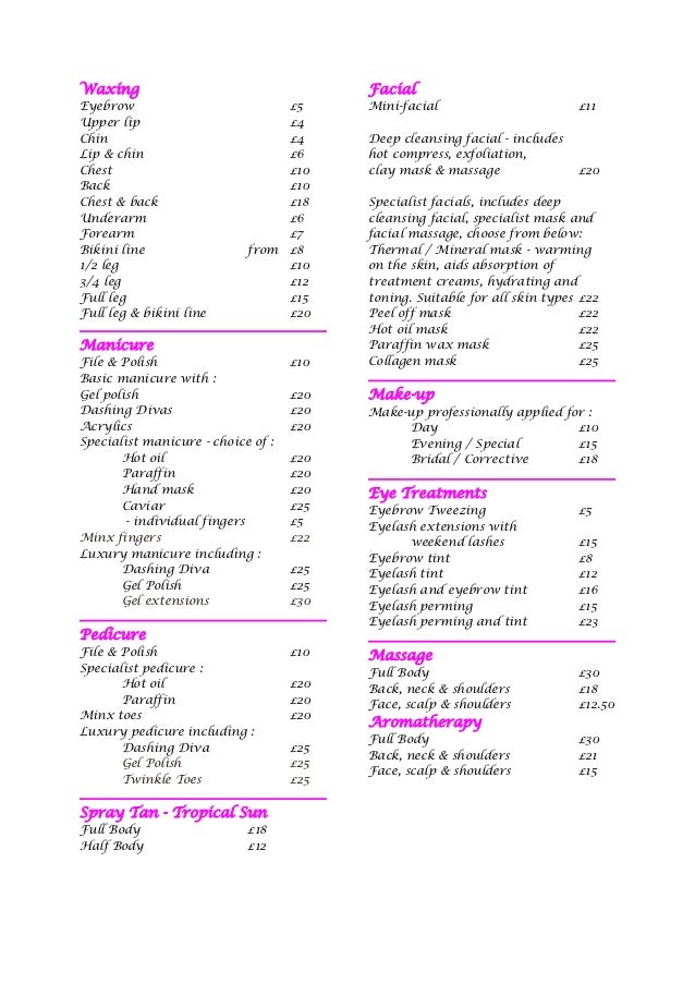 facial prices