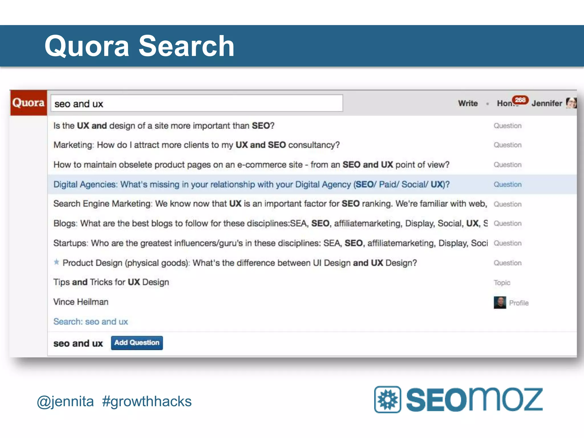 Quora Search




@jennita #growthhacks
 