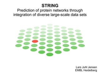 STRING Prediction of protein networks through integration of diverse large-scale data sets Lars Juhl Jensen EMBL Heidelberg 
