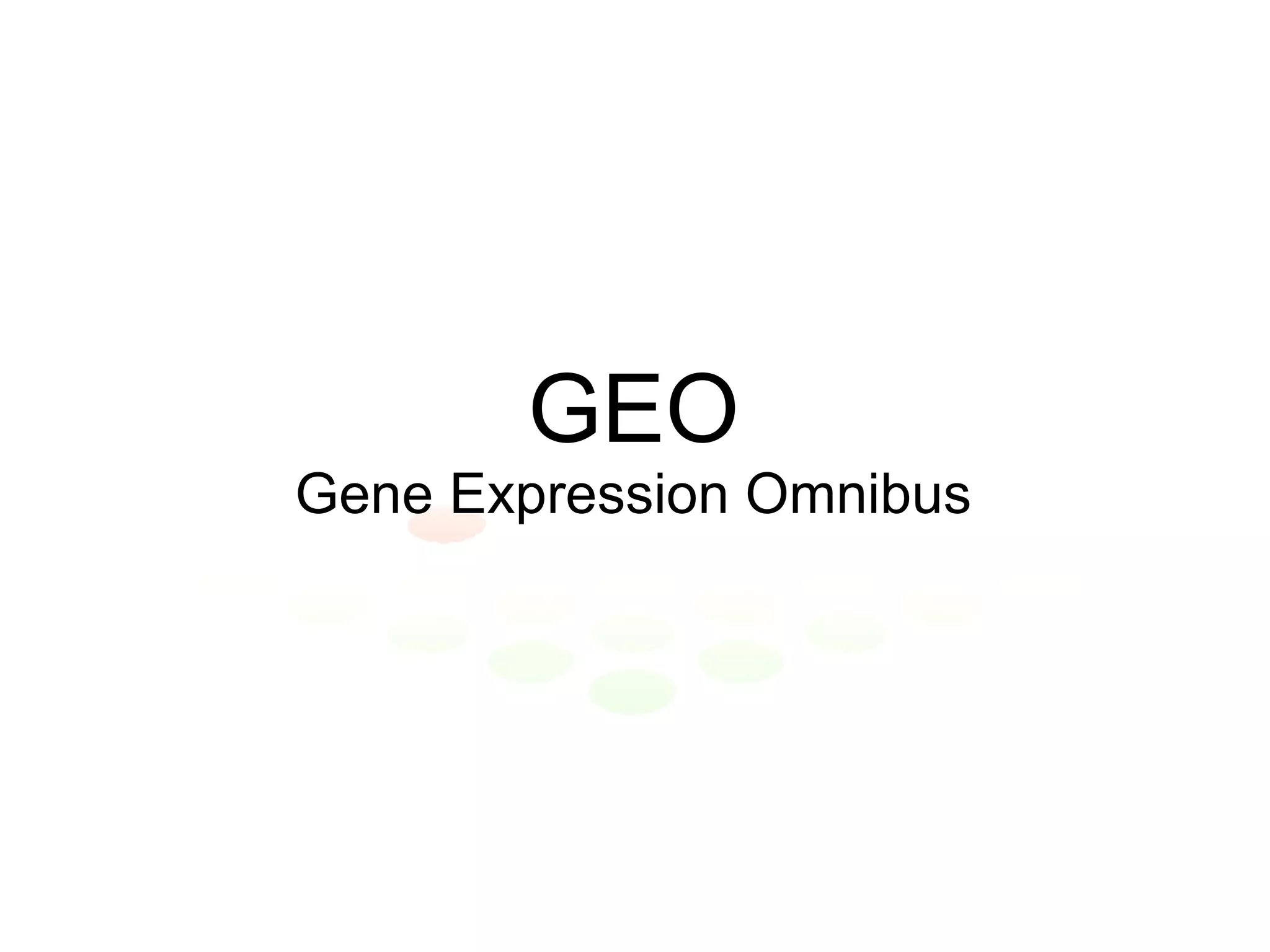 GEO Gene Expression Omnibus 