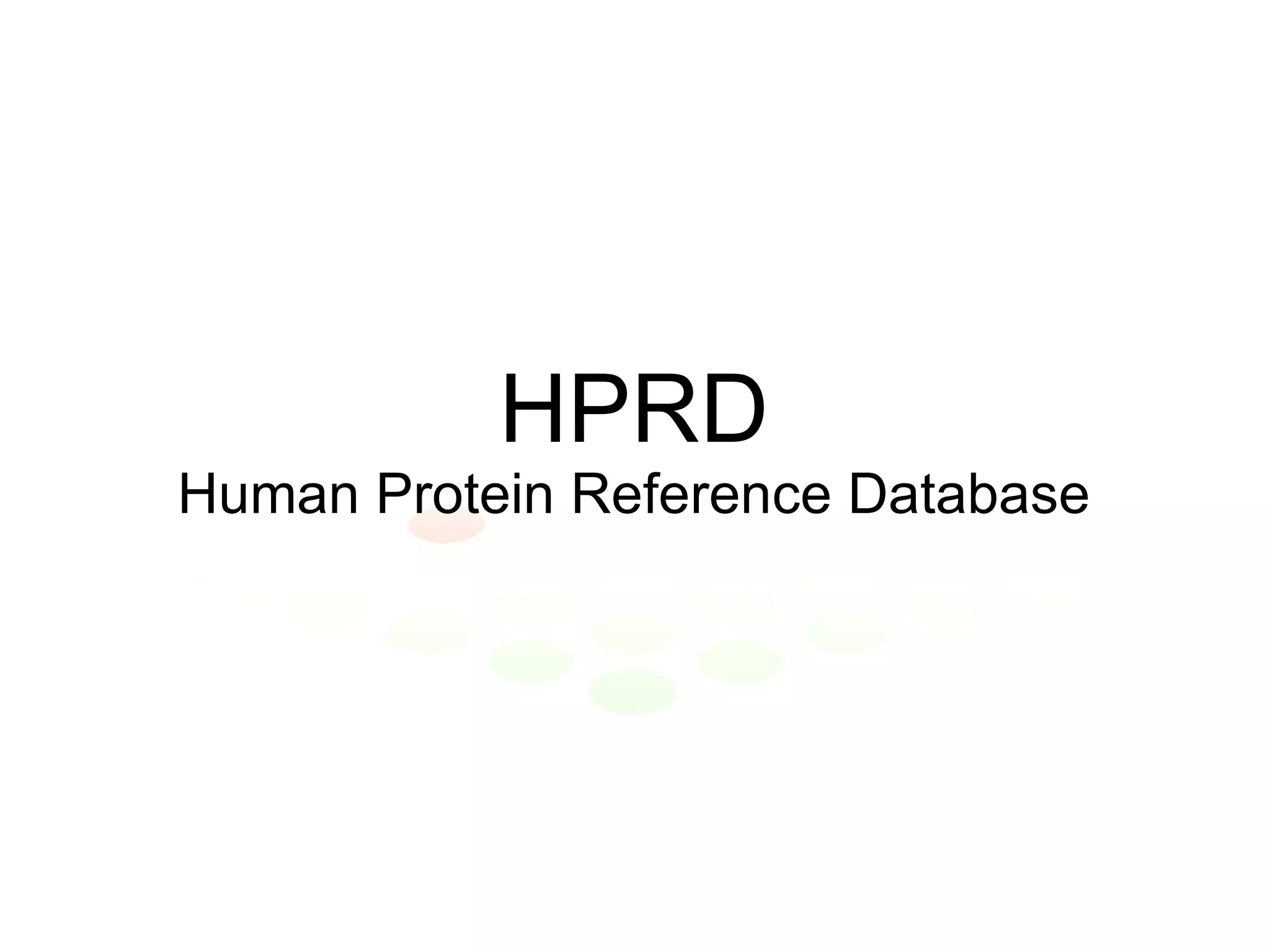 HPRD Human Protein Reference Database 