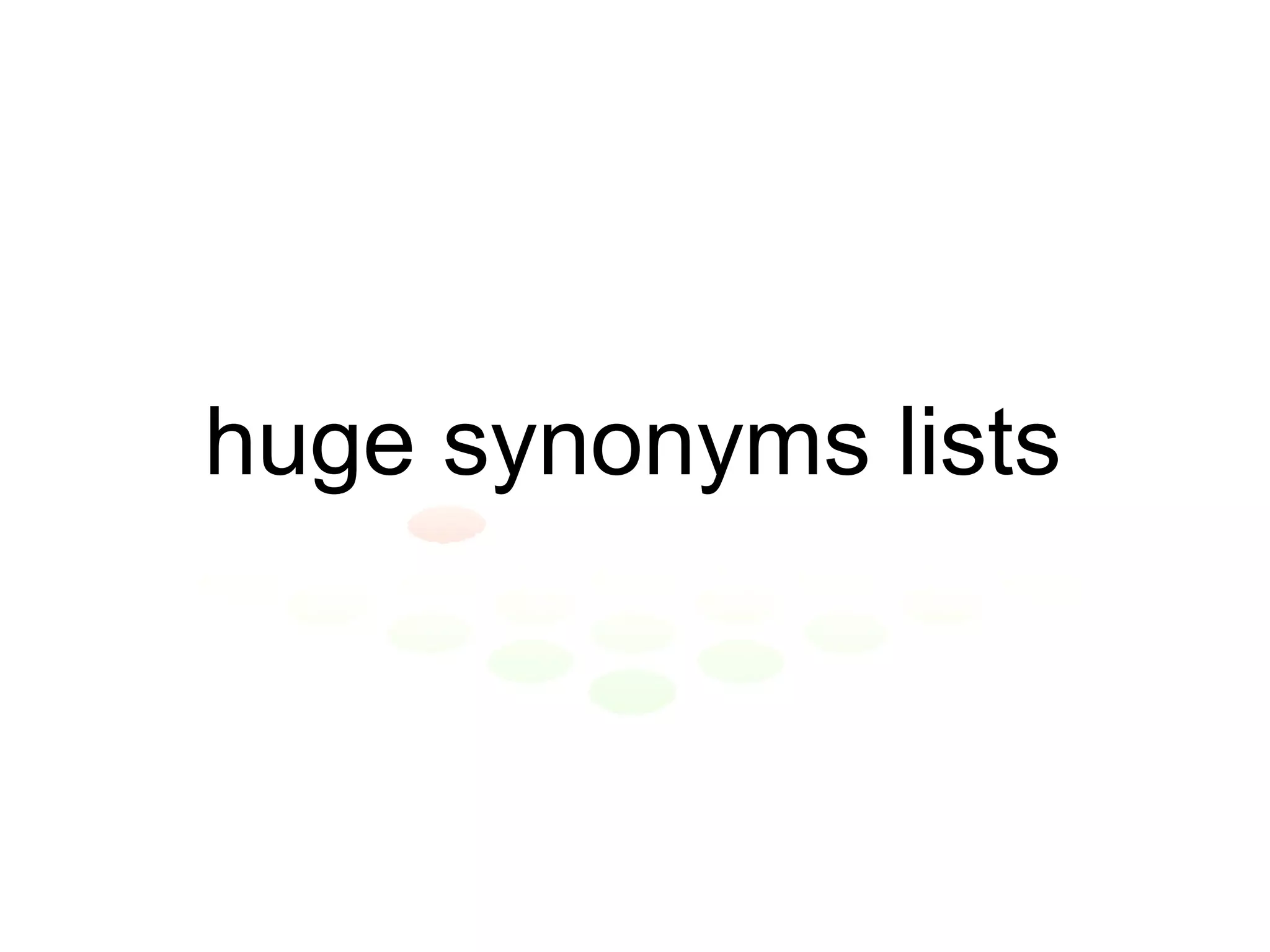 huge synonyms lists 