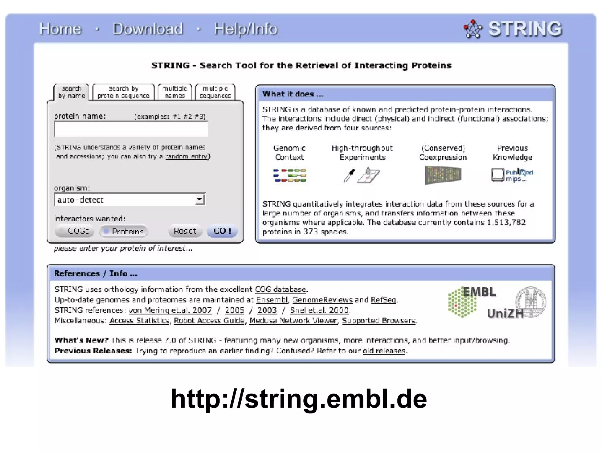 http://string.embl.de 