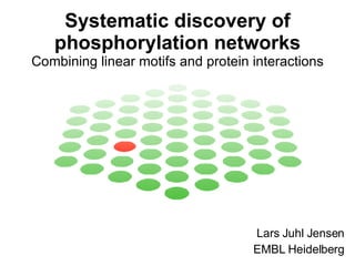 Systematic discovery of phosphorylation networks Combining linear motifs and protein interactions Lars Juhl Jensen EMBL Heidelberg 