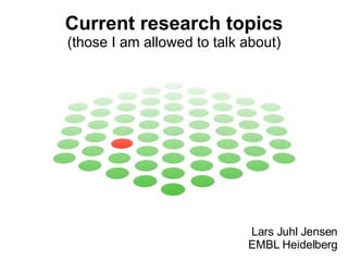 Current research topics (those I am allowed to talk about) Lars Juhl Jensen EMBL Heidelberg 