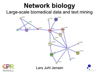 Network biology
Large-scale biomedical data and text mining




              Lars Juhl Jensen
 