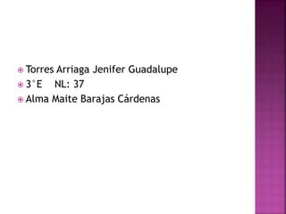  Torres Arriaga Jenifer Guadalupe
 3°E NL: 37
 Alma Maite Barajas Cárdenas
 