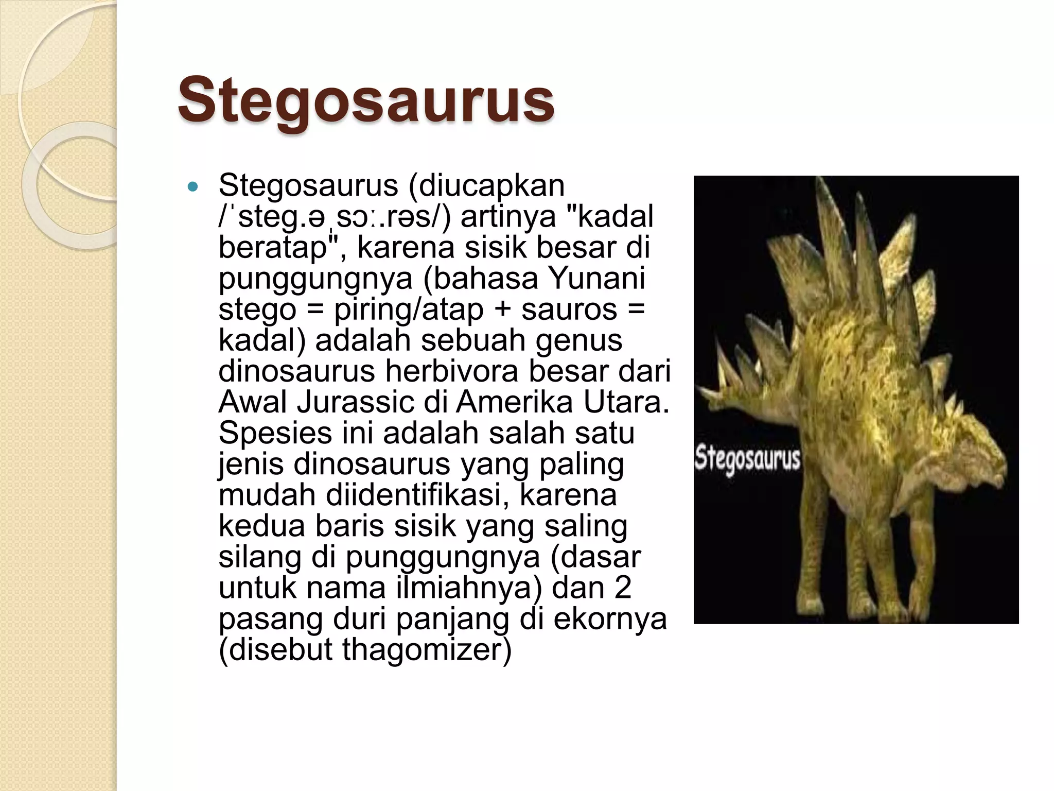 Jenis jenis dinosaurus dan gambarnya | PPT