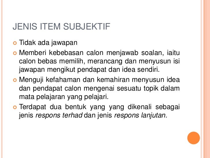 Jenis jenis item soalan