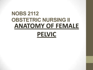 NOBS 2112
OBSTETRIC NURSING II

ANATOMY OF FEMALE
PELVIC

 