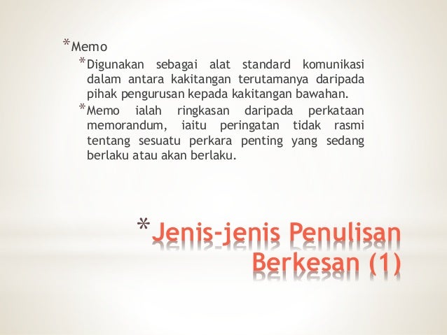 Jenis jenis penulisan korporat