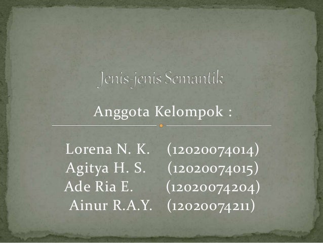 Jenis Jenis Semantik
