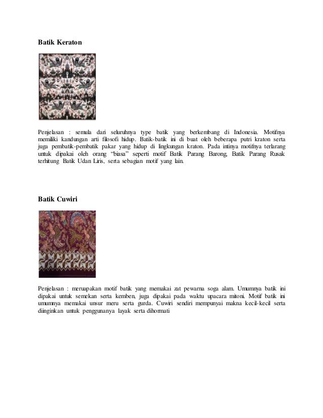 Jenis batik dan artinya Jenis batik dan artinya