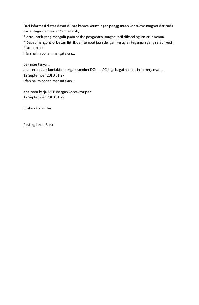 Jenis dan kegunaan kontaktor magnet