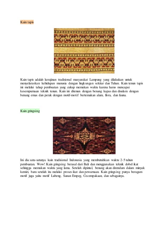 Jenis jenis kain  khas indonesia