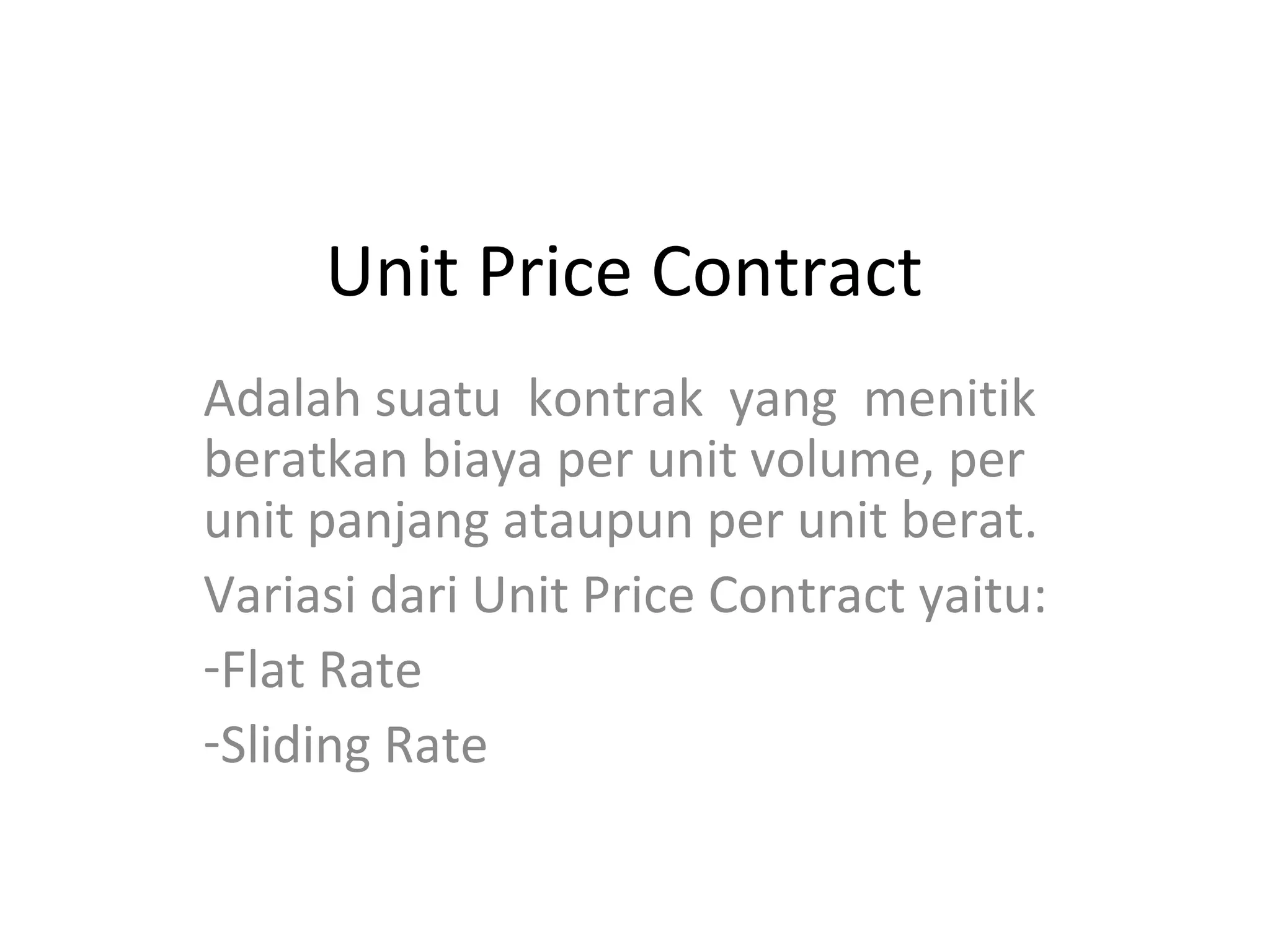 Contoh Contract Rates Jenis kontrak konstruksi wildan nuruzzaman | PPT