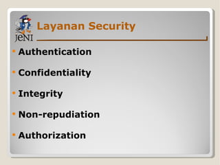 Layanan Security Authentication Confidentiality Integrity Non-repudiation Authorization 