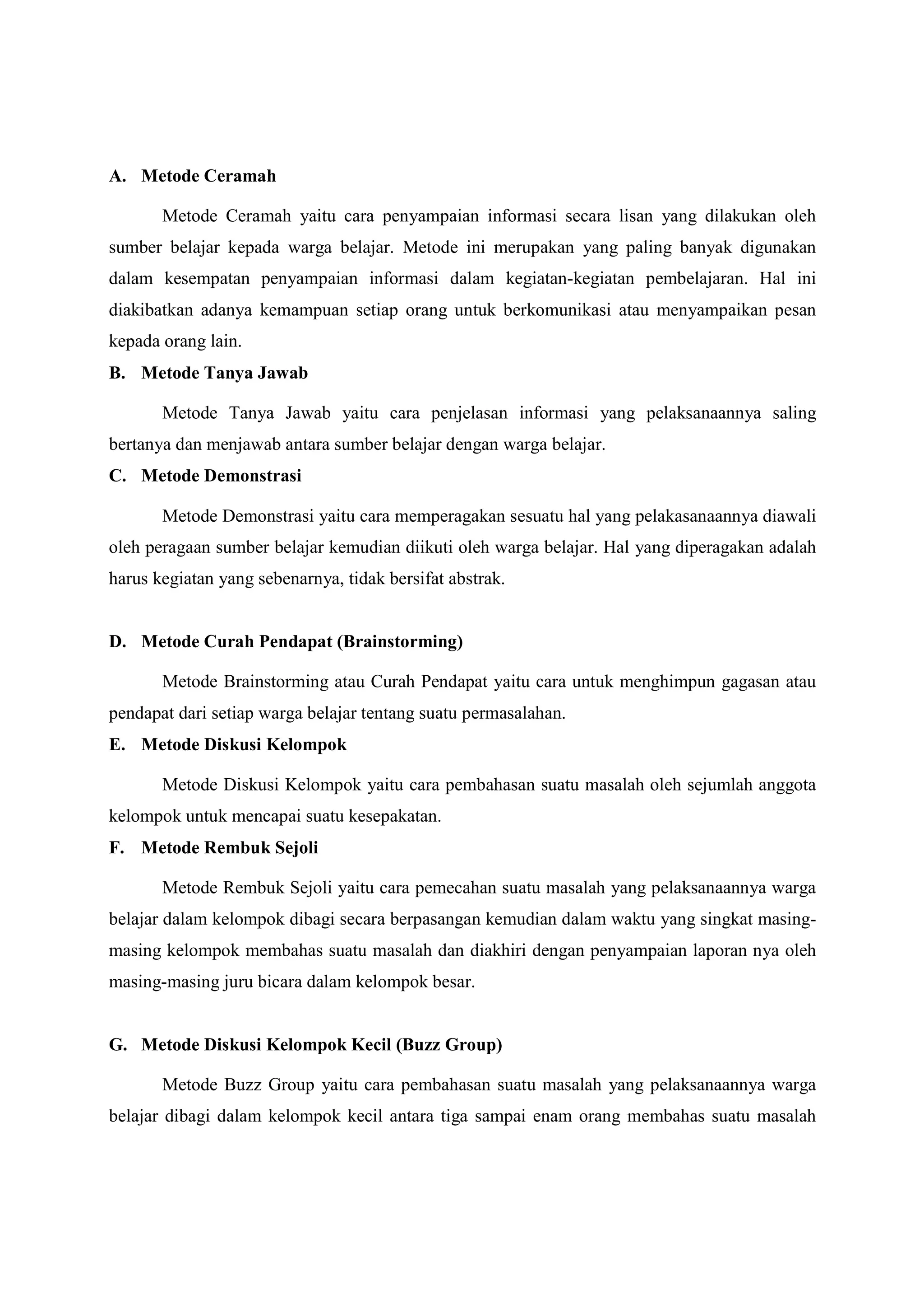 Jenis Metode Pembelajaran PDF Jenis metode pembelajaran pdf