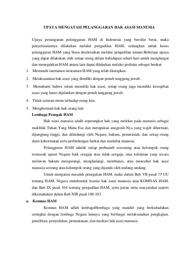 Jenis pelanggaran hak asasi manusia
