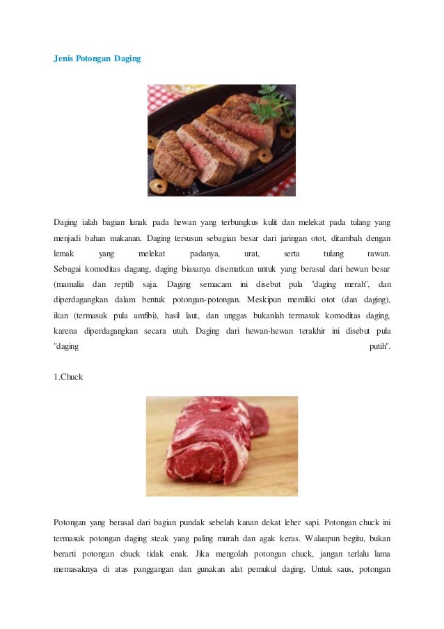 Jenis Jenis Potongan Daging Beserta Gambarnya