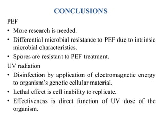 Effect of non thermal processing methods on microwrganisms | PPTX