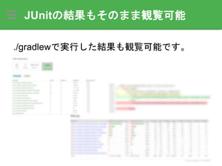 JUnitの結果もそのまま観覧可能
./gradlewで実行した結果も観覧可能です。
 