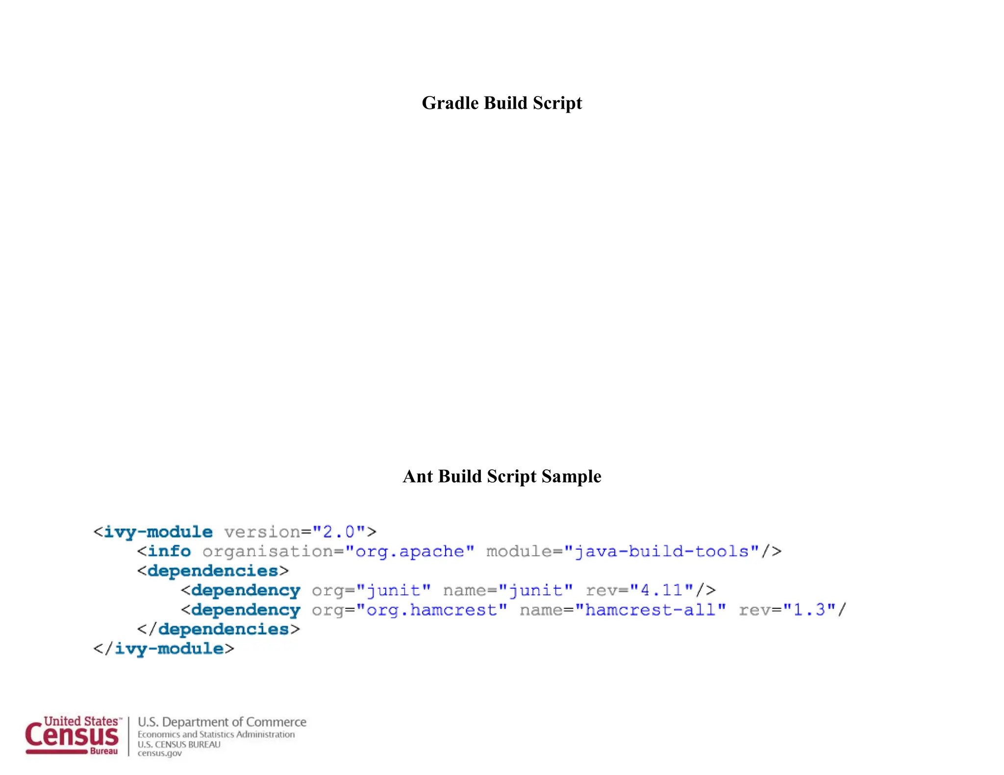 Gradle Build Script
Ant Build Script Sample
 