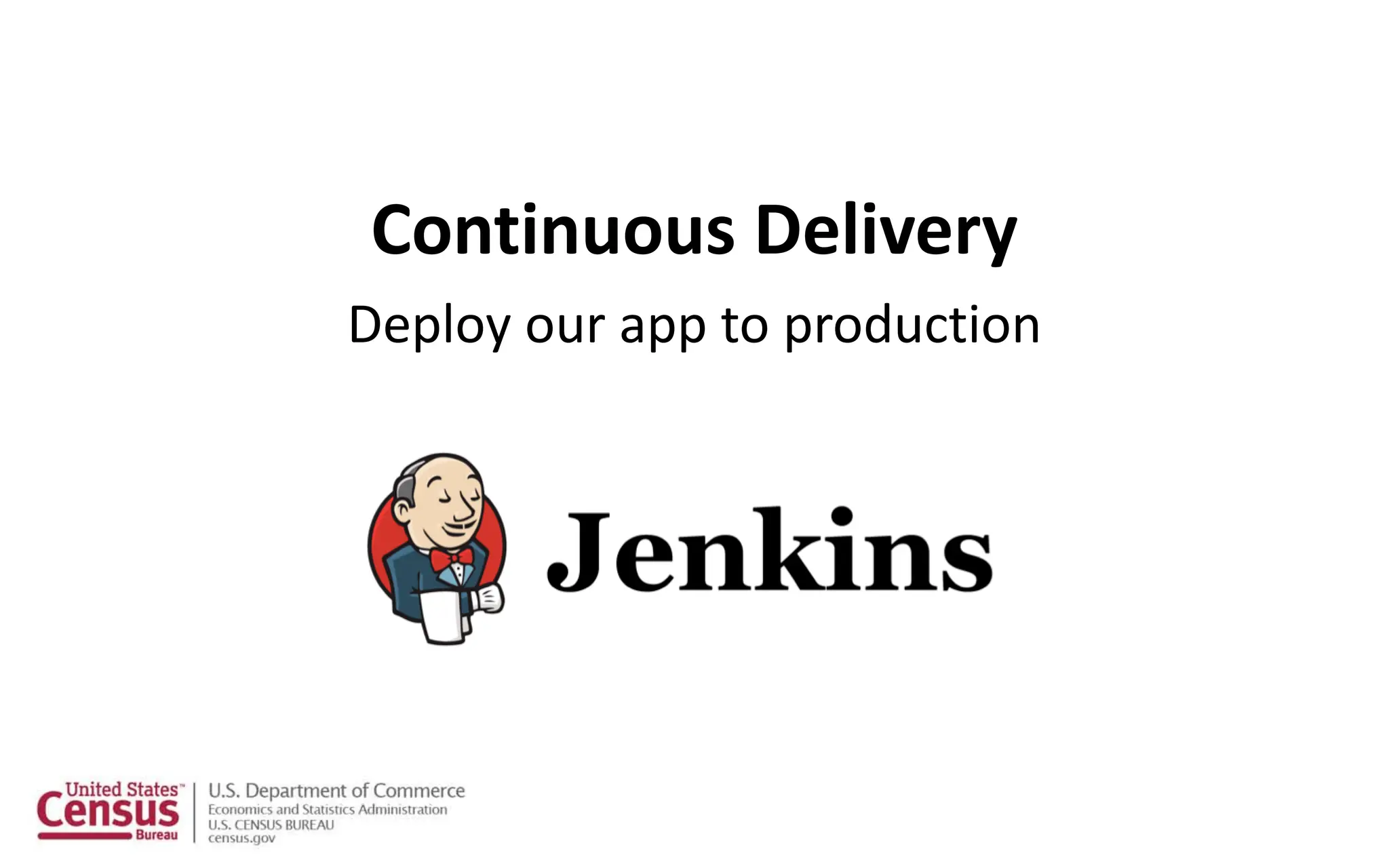 Continuous Delivery
Deploy our app to production
 