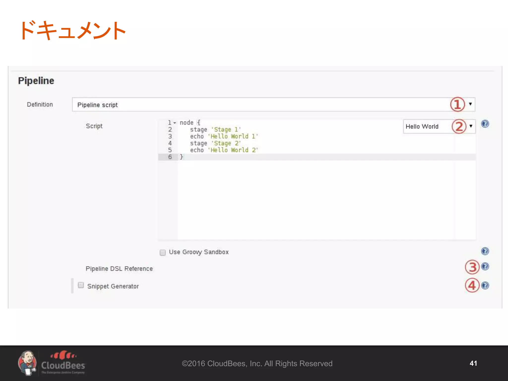 ©2016 CloudBees, Inc. All Rights Reserved 41
ドキュメント
 