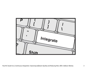 20Paul	M.	Duvall et	al,	Continuous	Integration:	Improving	Software	Quality	and	Reducing	Risk,	2007,	Addison-Wesley
 